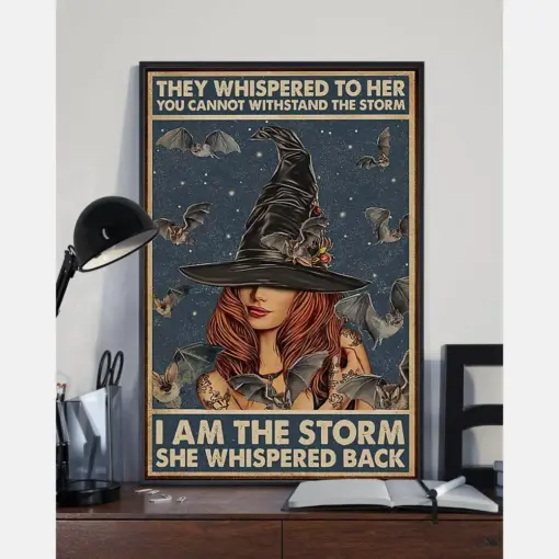 Witch Girl And Bats Poster They Whispered To Her Vintage Room Home Decor Wall Art Gifts Idea