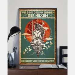 Witch Girl German Canvas Prints Wir Sind Die Enkelinnen Der Hexen Vintage Wall Art Gifts Vintage Home Wall Decor Canvas