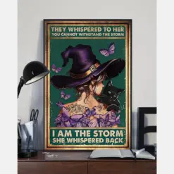 Witch Girl Loves Black Cat Butterfly Canvas Prints I Am The Storm Vintage Wall Art Gifts Vintage Home Wall Decor Canvas