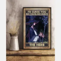 Witch Girl Poster I'D Curse You But You'Re Not Worth Vintage Room Home Decor Wall Art Gifts Idea