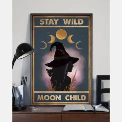 Witch Girl Poster Stay Wild Moon Child Vintage Room Home Decor Wall Art Gifts Idea