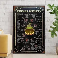 Witch Kitchen Witchery Poster Vintage Halloween Kitchen Decor Witches Magic Knowledge Print Kitchen Blessing Vintage Halloween Decor