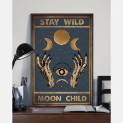 Witch Moon Eye Hand Poster Stay Wild Moon Child Vintage Room Home Decor Wall Art Gifts Idea