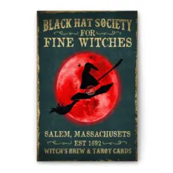 Witch Poster & Canvas, Black Hat Society For Fine Witches - Pagan Witchcraft - Wicca Wall Art, Home Decor, Halloween Gift For Women, Wiccan