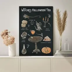 Witches Halloween Tea Poster Witches Poster Witches Magic Knowledge Wall Art Magic Lover Gift Kitchen Blessing Incense Artwork