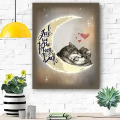 Wolf Canvas Prints Matte Canvas - I Love You To The Moon - Home Room Wall Decor Matte Canvas