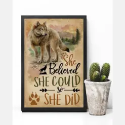 Wolf Canvas Prints She Believe She Could So She Did Vintage Wall Art Gifts Vintage Home Wall Decor Canvas