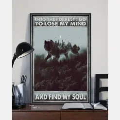 Wolf Loves Poster Into Forest I Go Lose My Mind Vintage Room Home Decor Wall Art Gifts Idea