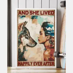 Wolf Poster And She Lived Happily Ever After Vintage Room Home Decor Wall Art Gifts Idea