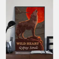 Wolf Red Moon Canvas Prints Wild Heart Gypsy Soul Vintage Wall Art Gifts Vintage Home Wall Decor Canvas