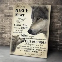 Wolf To My Niece Premium Wall Art Canvas - Perfect Gift For Niece