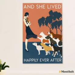 Woman & Pitbull Poster - Dog Wall Art For Living Room - Gifts For Pitbull Lovers - Pitbull Mom