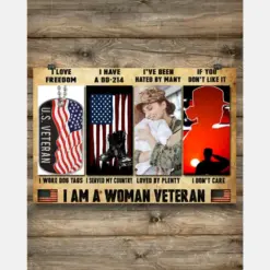 Woman Veteran Poster I Don'T Care If You Don'T Like It Vintage Room Home Decor Wall Art Gifts Idea