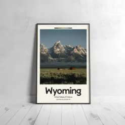 Wyoming Barn Poster - Oil Painting Technique | United States Wall Art | & Printed Travel Prints | Animalistic Home Decor