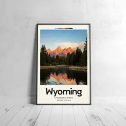 Wyoming Poster - Oil Painting Technique | United States Wall Art | & Printed Travel Prints | Animalistic Home Decor