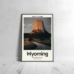 Wyoming State Poster - Oil Painting Technique | United States Wall Art | & Printed Travel Prints | Animalistic Home Decor