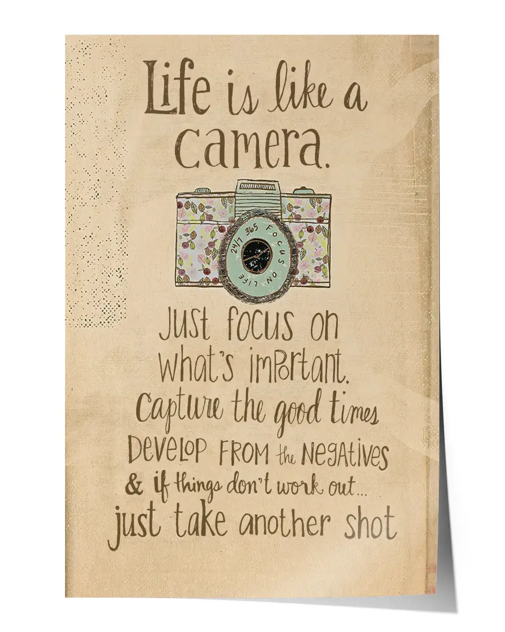 Life is like a Camera Wall Decor Artwork Print Poster Wall Art Print Home Decor Vintage - Satin Portrait Poster