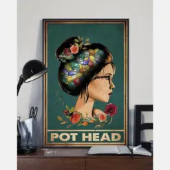 Yarn Knitting Crochet Girl Poster Pot Head Vintage Room Home Decor Wall Art Gifts Idea