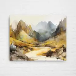 Yellow | Yellow Mountains | Landscape | Wall Art | Canvas | Colourful | Painting | Artwork | Prints