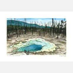 Yellowstone National Park Artwork Print Norris Geyser Watercolor Painting National Park Artwork Landscape Painting Painting Print