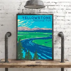 Yellowstone National Park Poster Vintage Style Travel Art