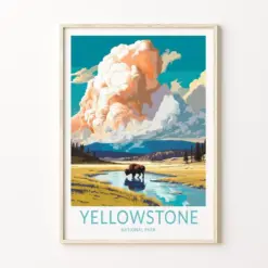 Yellowstone National Park Print Wall Art Yellowstone Wyoming Poster National Park Wall Art Yellowstone Travel Print