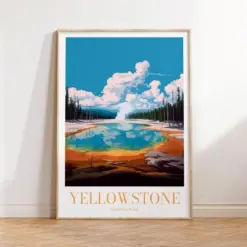 Yellowstone National Park Travel Print Wall Art Yellowstone National Park Wall Hanging Home Decor Yellowstone National Park Art Gift Poster