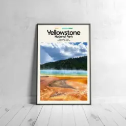 Yellowstone Poster - Oil Painting Technique | Usa National Park Wall Art | & Printed Travel Prints | Animalistic Home Decor