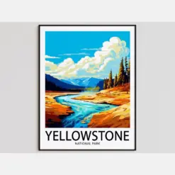 Yellowstone Travel Poster Yellowstone Print National Park Art Print Yellowstone Gift Yellowstone Wall Art Yellowstone Artwork