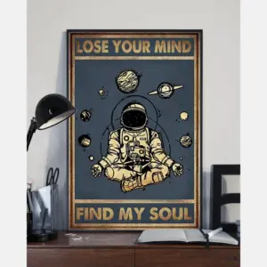 Yoga Astronaut Space Poster Lose Your Mind Find Your Soul Vintage Room Home Decor Wall Art Gifts Idea