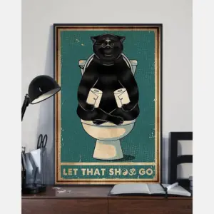 Yoga Black Cat Toilet Poster Let That Shit Go Vintage Room Home Decor Wall Art Gifts Idea