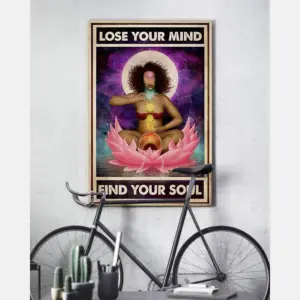 Yoga Black Girl Poster Lose Your Mind Find Your Soul Vintage Room Home Decor Wall Art Gifts Idea