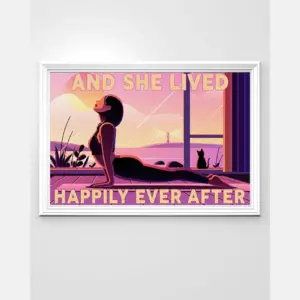 Yoga Canvas Prints And She Lived Happily Ever After Vintage Wall Art Gifts Vintage Home Wall Decor Canvas