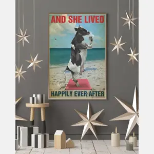 Yoga Cow Canvas Prints And She Lived Happily Ever After Vintage Wall Art Gifts Vintage Home Wall Decor Canvas