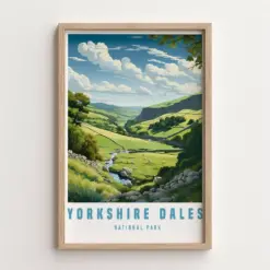 Yorkshire Dales Travel Wall Art Print Home Decor Poster Gifts For Bedroom Vintage And Retro National Park Destination Landscape Framed Art