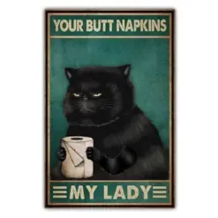 Your Butt Napkins My Lady Black Cat Poster Canvas Print Wall Art Home Bathroom Toilet Decor Vintage Interior Decoration Gift Framed