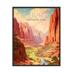 Zion National Park Poster Art Print Retro National Park Gifts