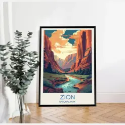 Zion National Park Poster Utah Poster Zion Poster Zion Print Zion Wall Art Illustration Art Travel Gifts Travel Prints Wall Decor