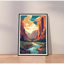 Zion National Park Poster Zion Poster Zion Print Travel Posters Travel Gifts Illustration Art Us National Park Wall Decor Wall Art