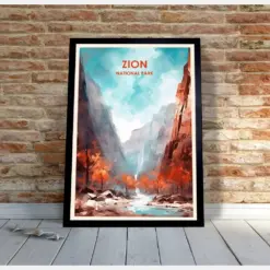 Zion National Park Poster Zion Poster Zion Print Zion Artwork Watercolor Poster Abstract Art Travel Posters Travel Gifts Wall Decor