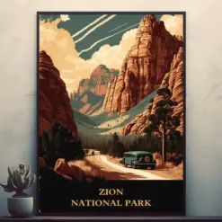 Zion National Park Travel Poster Posters Prints Wall Art Modern Home Room Bar Decor Painting Framed